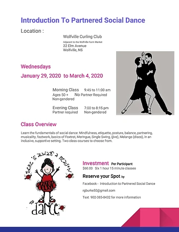 Poster for Partnered Social Dance Lessons
