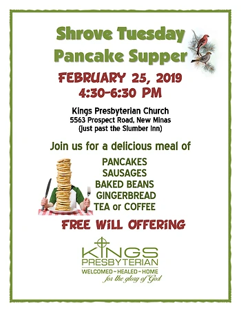 Poster for Shrove Tuesday Pancake Supper