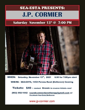 Poster for J.P. Cormier - Songs by the Sea SOLD OUT