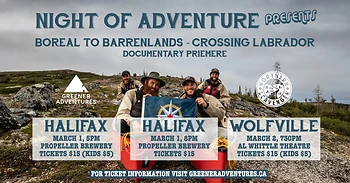 Poster for Night of Adventure Presents Crossing Labrador by Canoe Documentary
