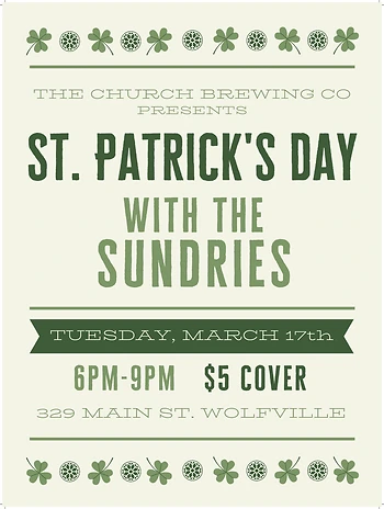 Poster for St Paddy's Day with The Sundries
