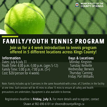 Poster for Family/Youth Tennis Program