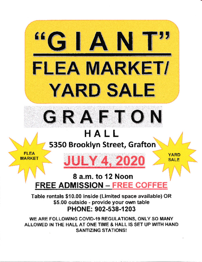 Flea Market/Yard Sale at Community Centre, Grafton (July 4, 2020 8am)