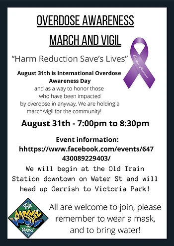 Poster for Overdose Awareness March & Vigil
