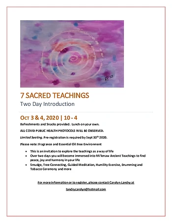 Poster for 7 Sacred Teachings: 2 Day Intro