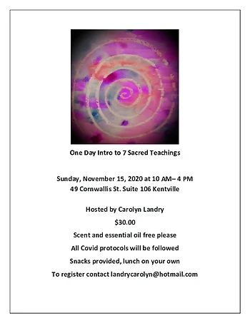 Poster for One Day Intro to 7 Sacred Teachings