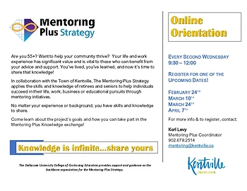 Poster for Mentoring Plus Online Orientation