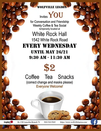 Poster for Wolfville Legion Coffee/Tea Social