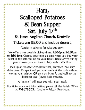 Poster for Ham, Scalloped Potatoes & Bean Supper