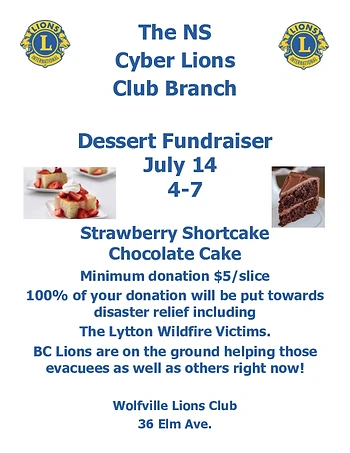 Poster for BC Fire Evacuees Cake Fundraiser