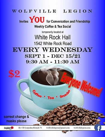 Poster for Wolfville Legion Coffee/Tea Social