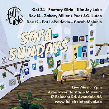 Poster for Sofa Sundays with Pat LePoidevin + Sarah McInnis