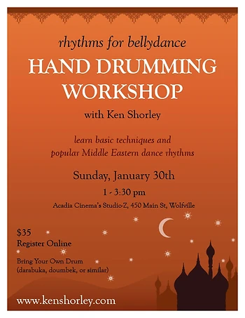 Poster for Middle Eastern Drumming Workshop