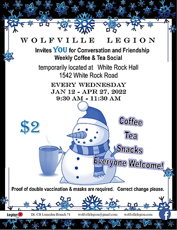 Poster for Wolfville Legion Coffee/Tea Social