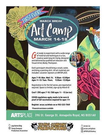 Poster for March Break Art Camp!
