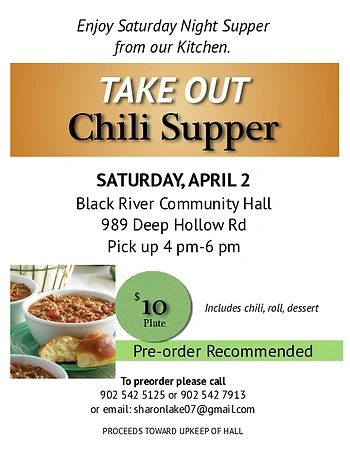 Poster for Chili Take Out Fundraiser