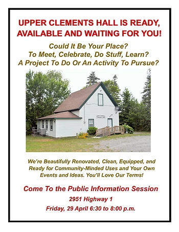 Poster for Community Hall Public Info Session