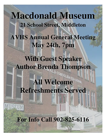 Poster for Annapolis Valley Historical Society AGM