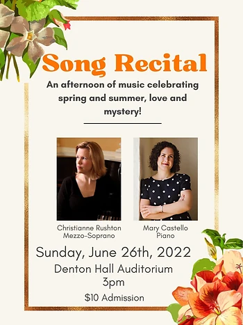 Poster for Song Recital - Christianne Rushton and Mary Castello