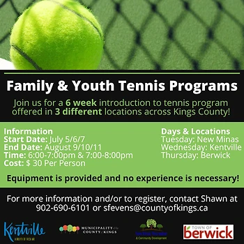 Poster for Family Tennis Program