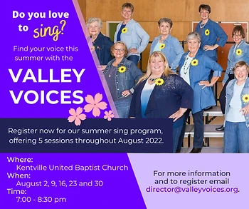 Poster for Valley Voices Summer Sing Program