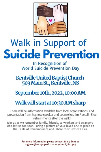 Poster for Walk for Suicide Prevention