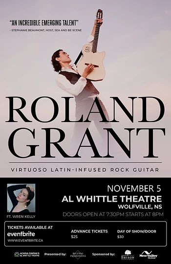 Poster for Roland Grant Concert w/ guest Wren Kelly