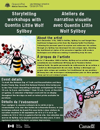 Poster for Visual Storytelling Workshop with Quentin Little Wolf Syliboy