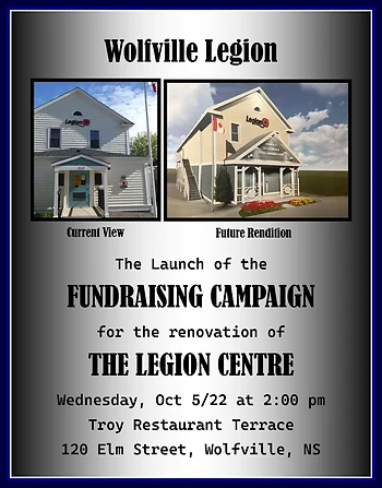 Poster for Wolfville Legion's Fundraising Campaign