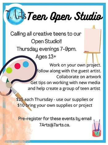 Poster for Teens Open Studio