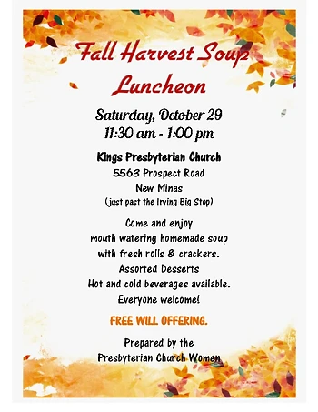 Poster for Fall Harvest Soup Luncheon
