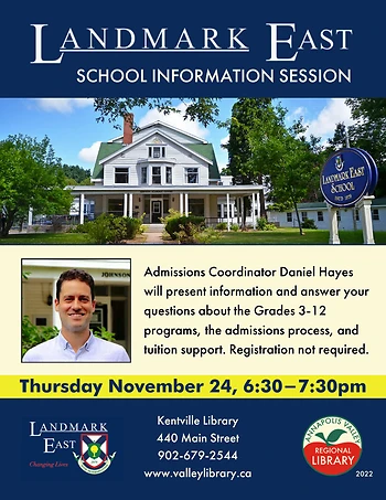 Poster for Landmark East School Information Session