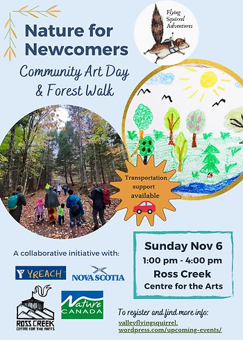 Poster for Nature for Newcomers: Community Art Day & Forest Walk