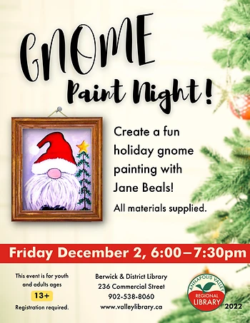 Poster for Gnome Paint Night with Jane Beals