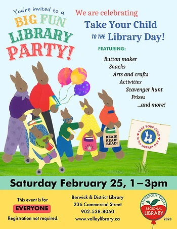 Poster for Big Fun Party & Take Your Child to the Library Day!