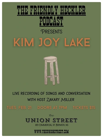 Poster for Friendly Heckler Podcast Live Taping w/ Kim Joy Lake