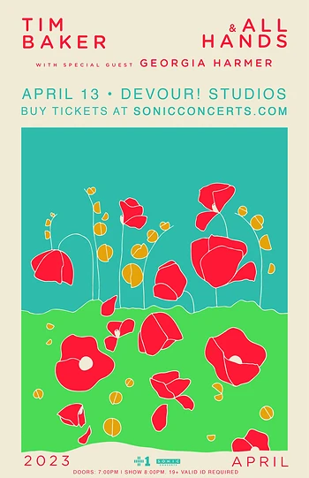 Poster for Tim Baker and All Hands w/ Georgia Harmer