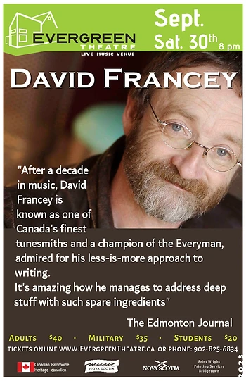 Poster for David Francey