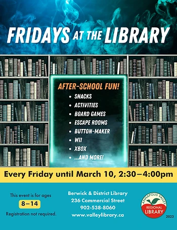 Poster for Fridays at the Library