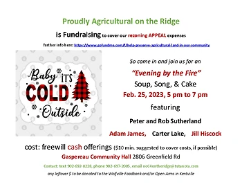 Poster for Soup, Song, and Cake Fundraiser
