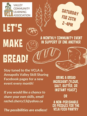 Poster for Annapolis Valley Skills Sharing: Bread Making!