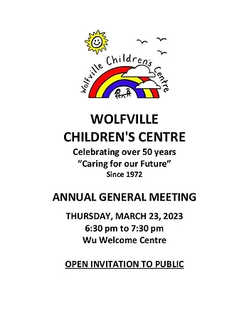 Poster for Wolfville Children's Centre AGM