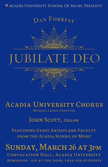 Poster for Acadia University Chorus - Jubilate Deo