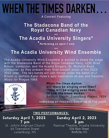 Poster for Acadia Wind Ensemble - When the Times Darken
