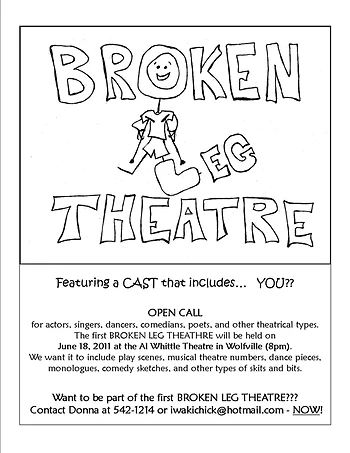Poster for Broken Leg Theatre Casting Call