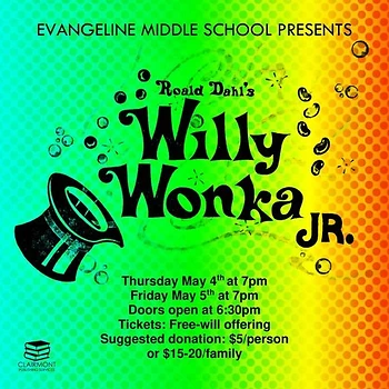 Poster for Roald Dahl's Willy Wonka Jr.
