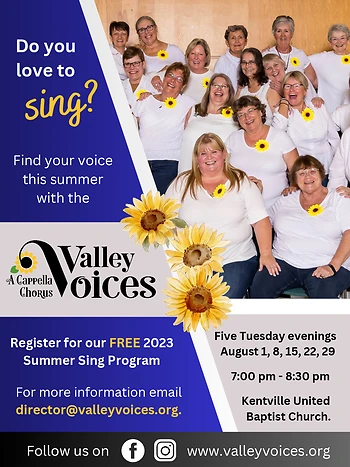 Poster for Summer Sing Valley Voices