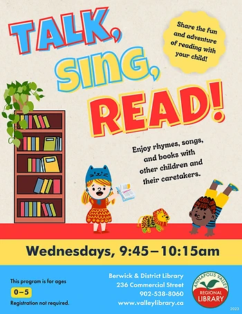 Poster for Talk, Sing, Read! Storytime