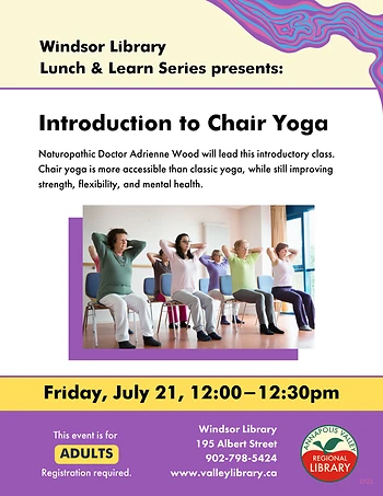 Poster for Lunch and Learn: Introduction to Chair Yoga