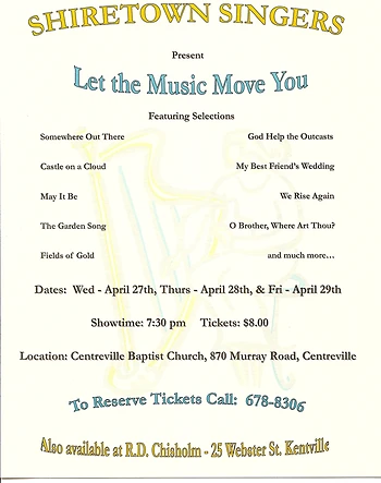Poster for Shiretown Singers Concert
